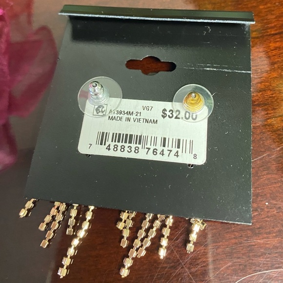 NWT GUESS MULTICOLORED CRYSTAL FRINGE DROP EARRINGS - Picture 6 of 6